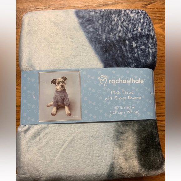 Dog Puppy Plush Throw w/ Sherpa Reverse Blanket 50" x 60" NEW - Picture 2 of 4